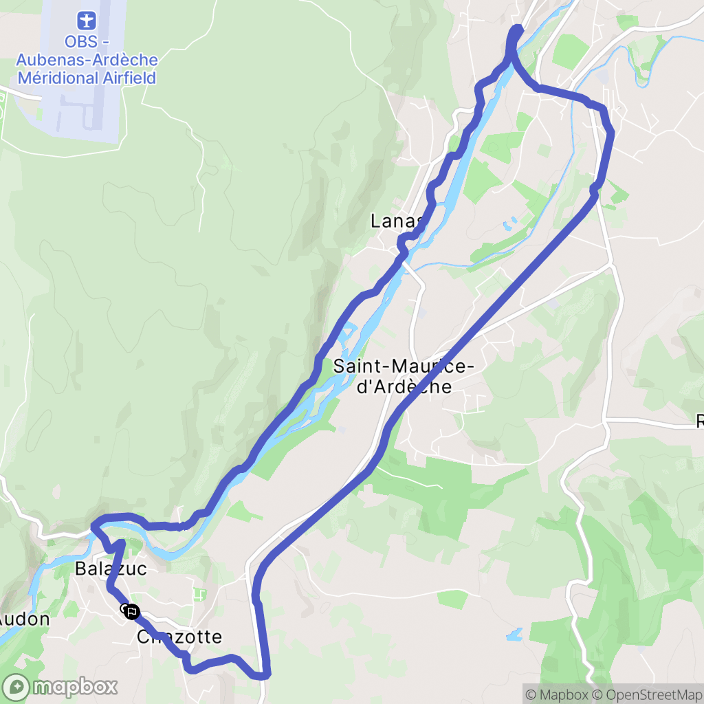 Balazuc : carte du parcours de randonnée - France