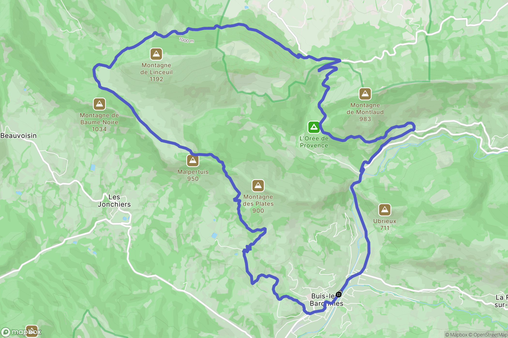 Buis-les-Baronnies : carte du parcours de randonnée - France