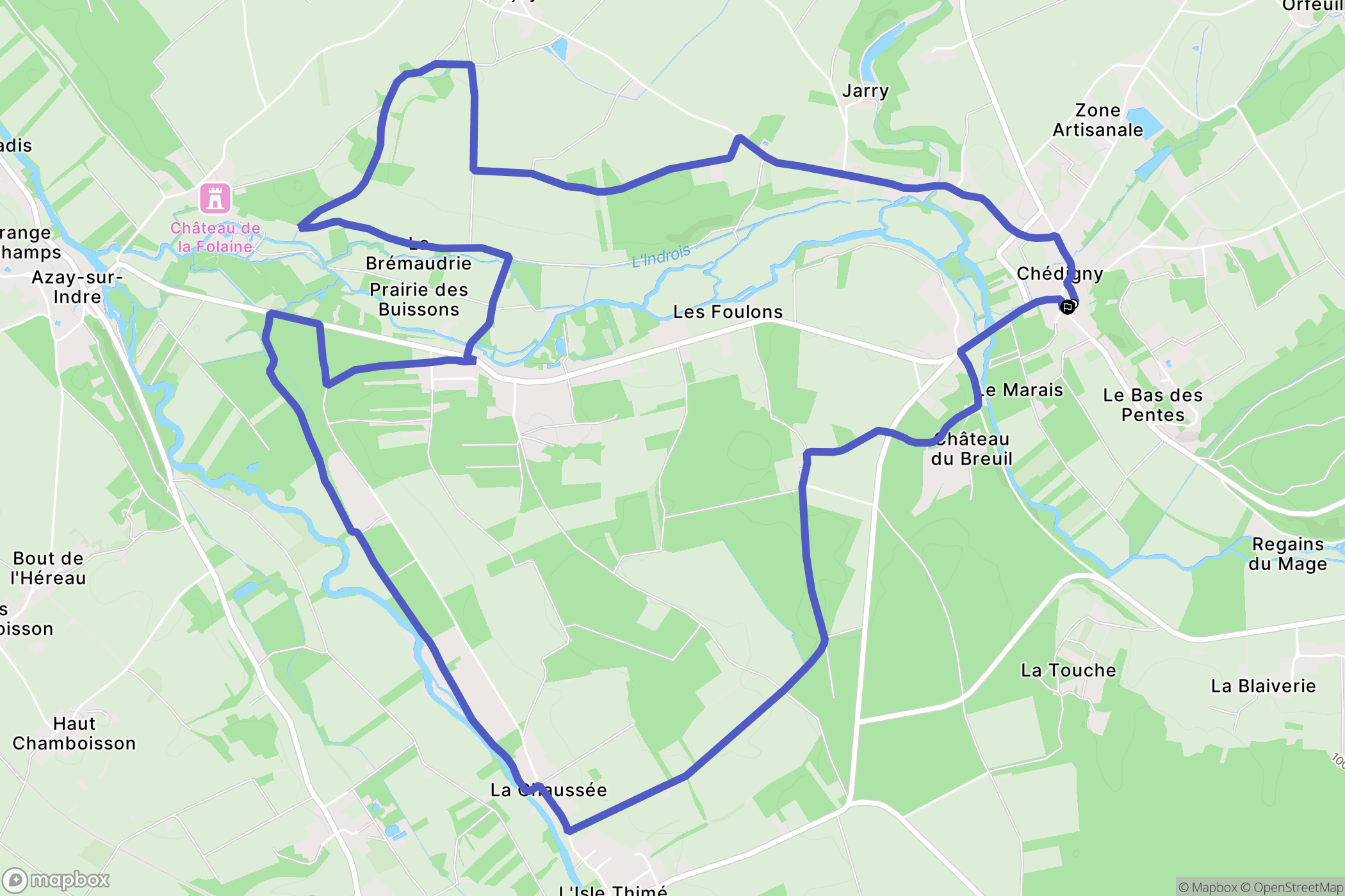 Chédigny : carte du parcours de randonnée - France