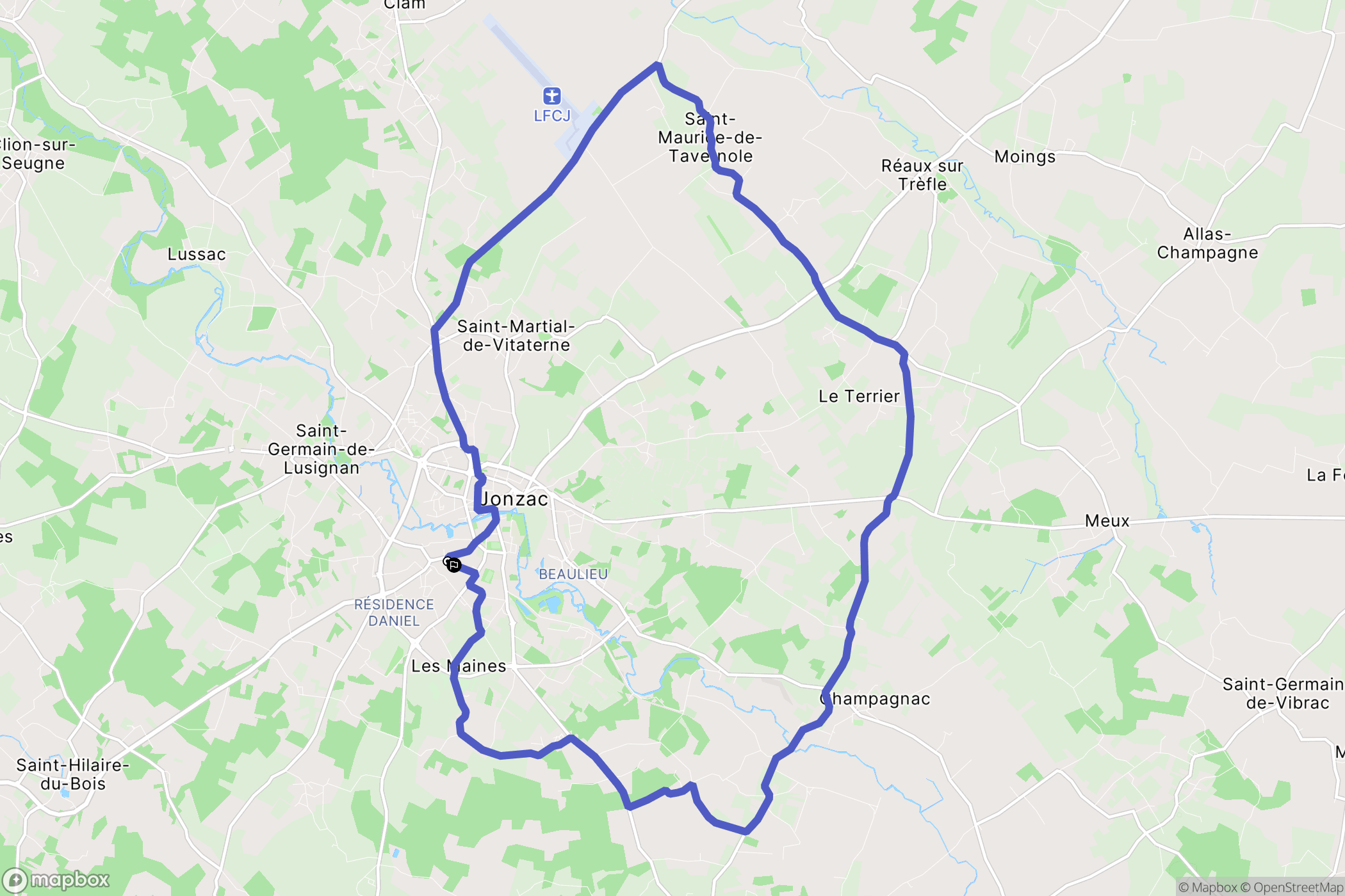 Jonzac : carte du parcours de randonnée - France
