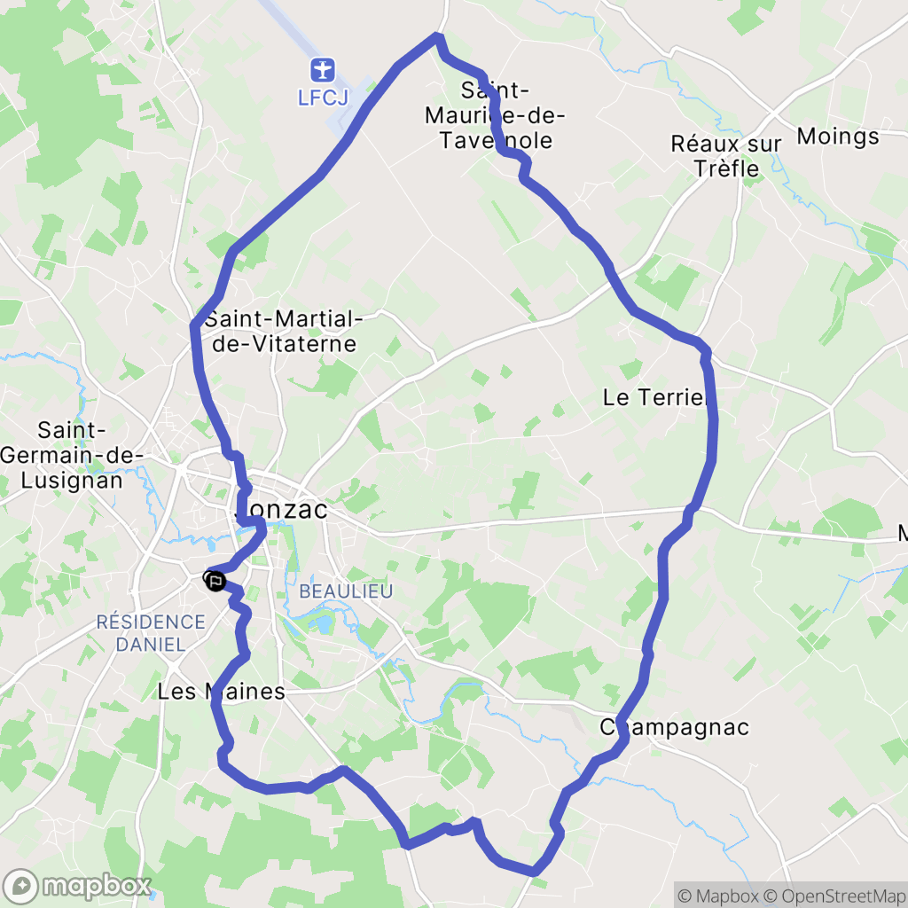 Jonzac : carte du parcours de randonnée - France