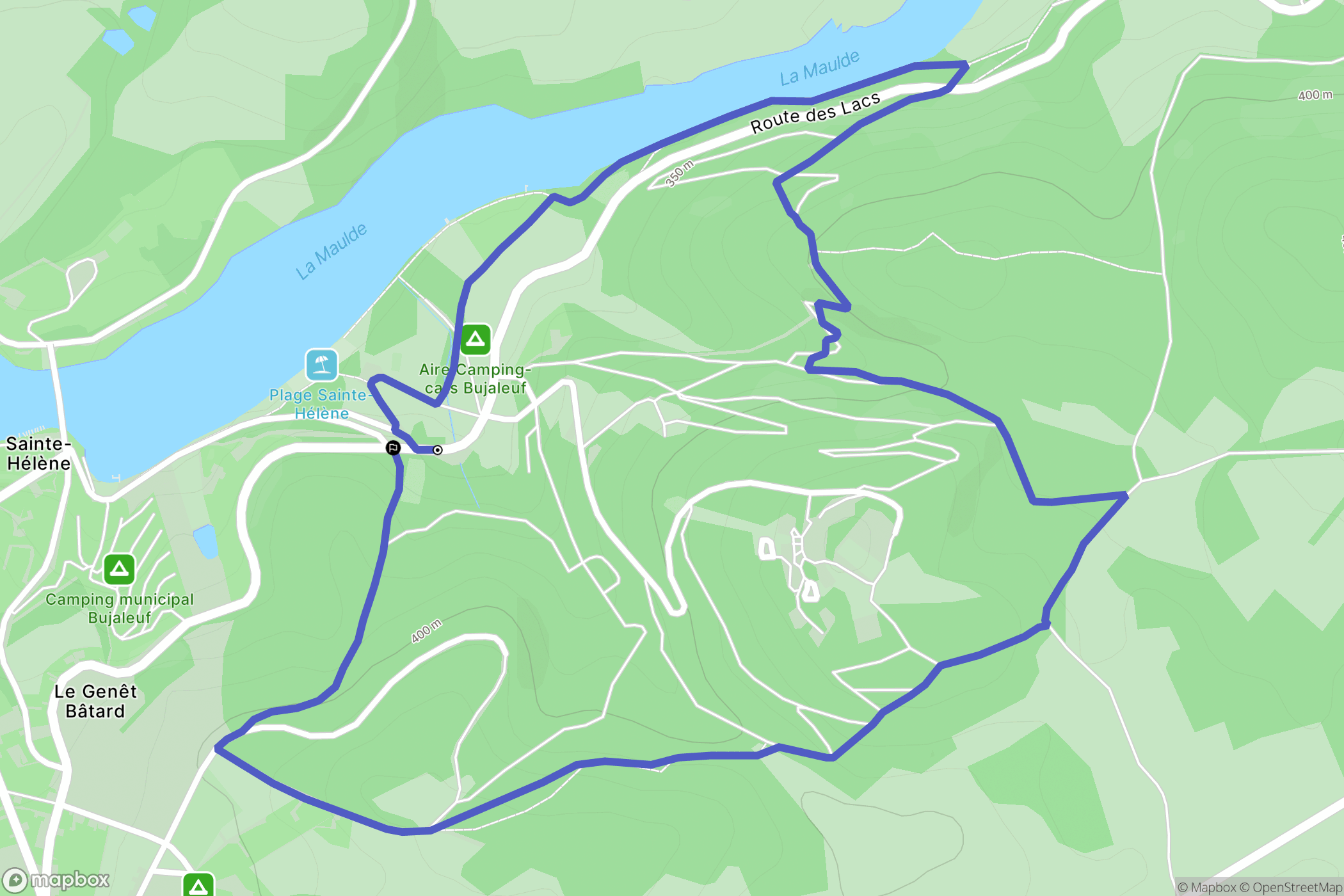 Bujaleuf : carte du parcours de randonnée - France