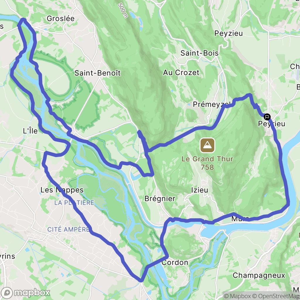 Peyrieu : carte du parcours de randonnée - France