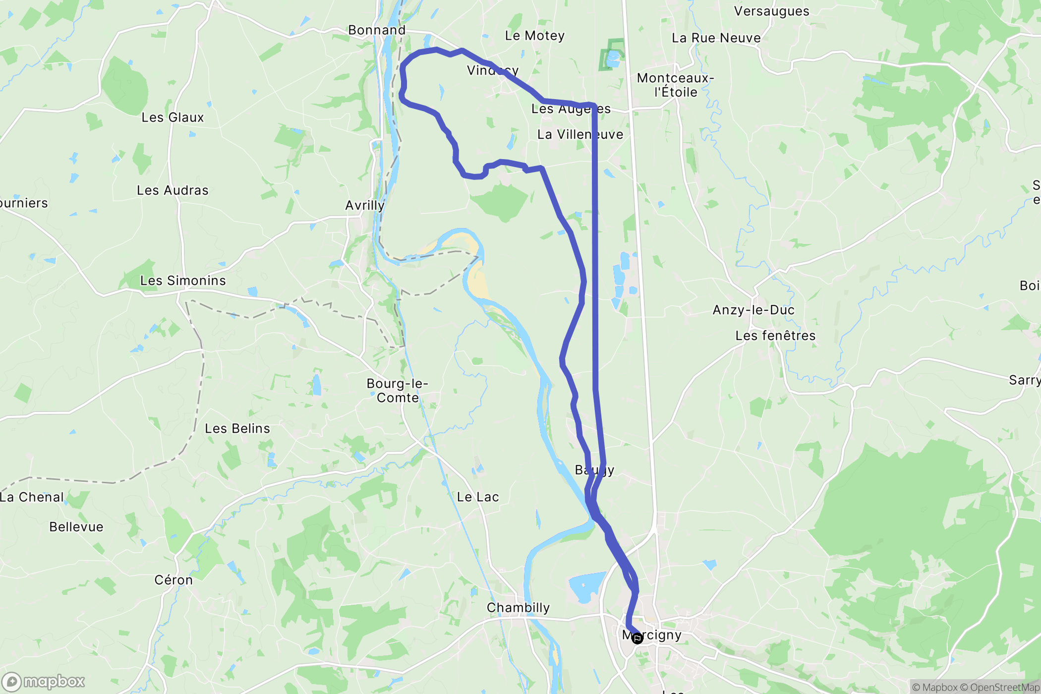 Marcigny : carte du parcours de randonnée - France