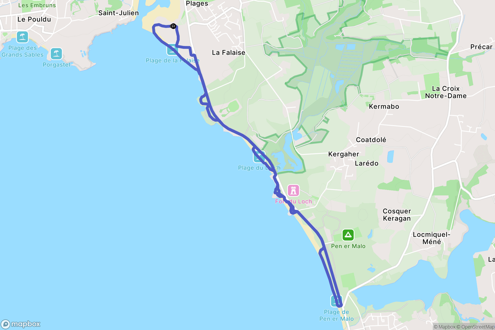Guidel-Plages, Guidel : carte du parcours de randonnée - France