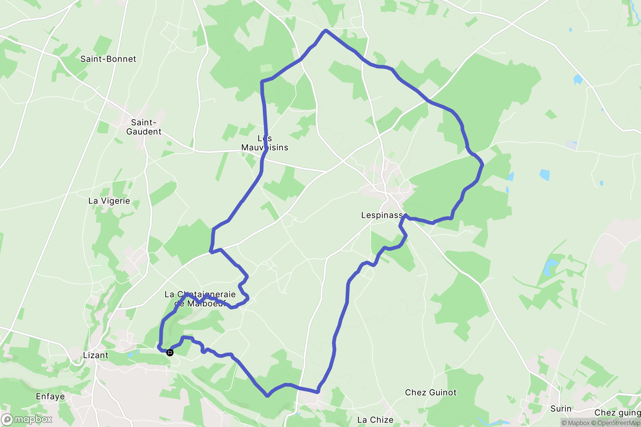 Lizant : carte du parcours de randonnée - France