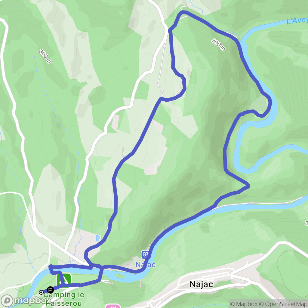 Najac : carte du parcours de randonnée - France