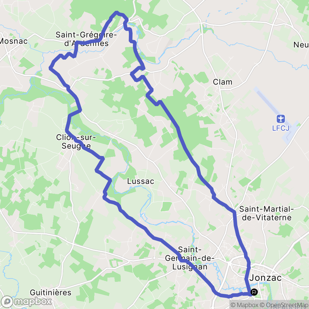 Jonzac : carte du parcours de randonnée - France