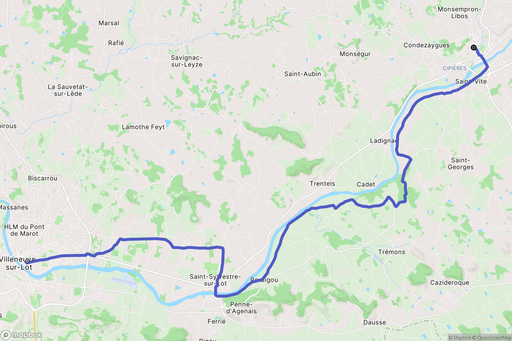 Villeneuve-sur-Lot : carte du parcours de randonnée - France