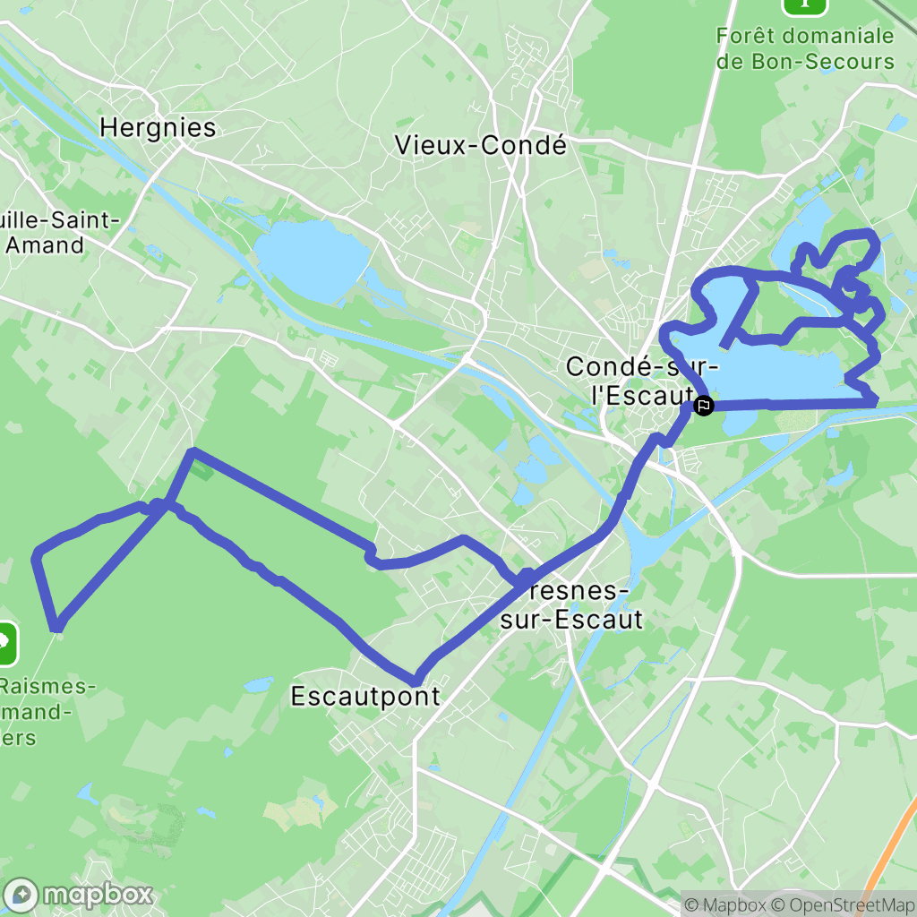 Condé-sur-l'Escaut : carte du parcours de randonnée - France