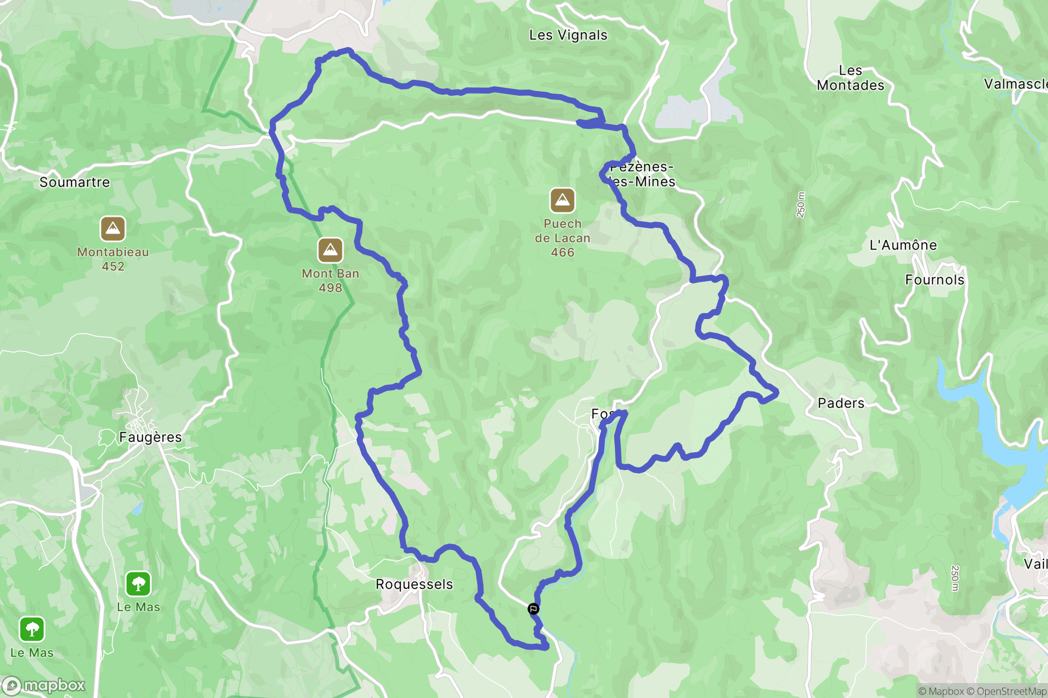 Fos : carte du parcours de randonnée - France