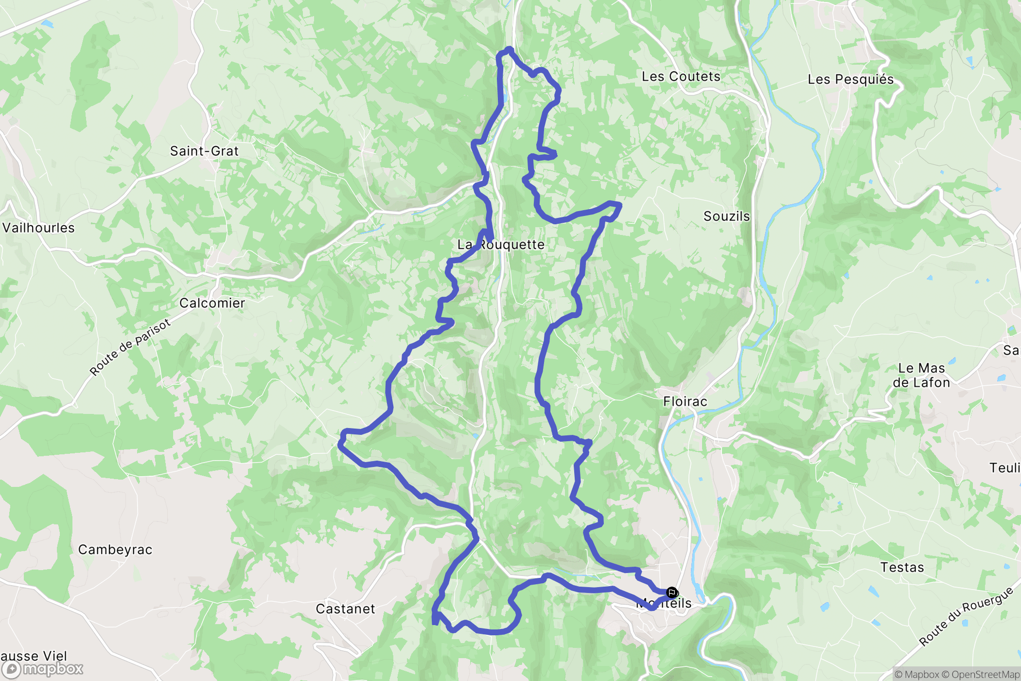 Monteils : carte du parcours de randonnée - France