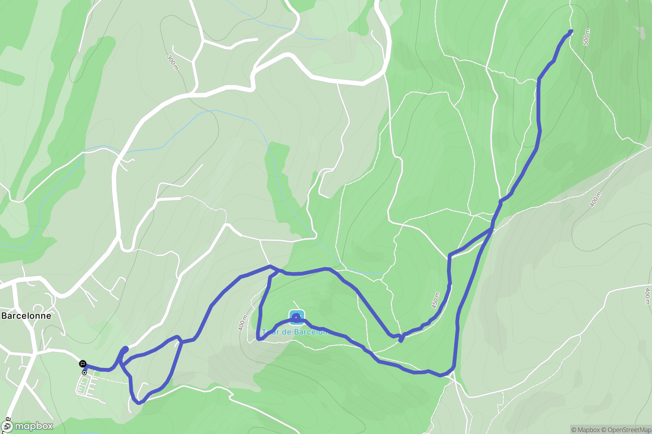 Barcelonne : carte du parcours de randonnée - France