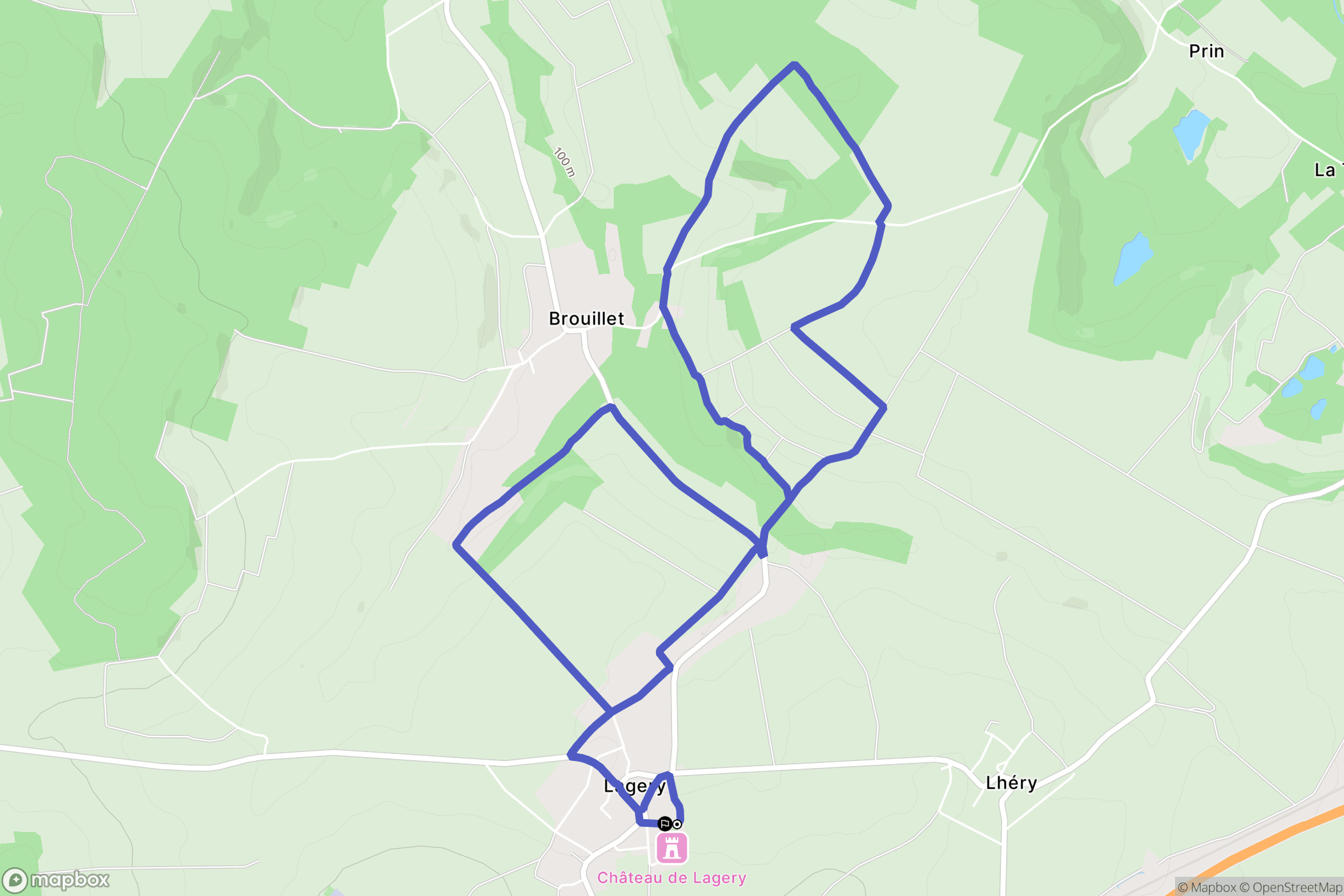 Lagery : carte du parcours de randonnée - France