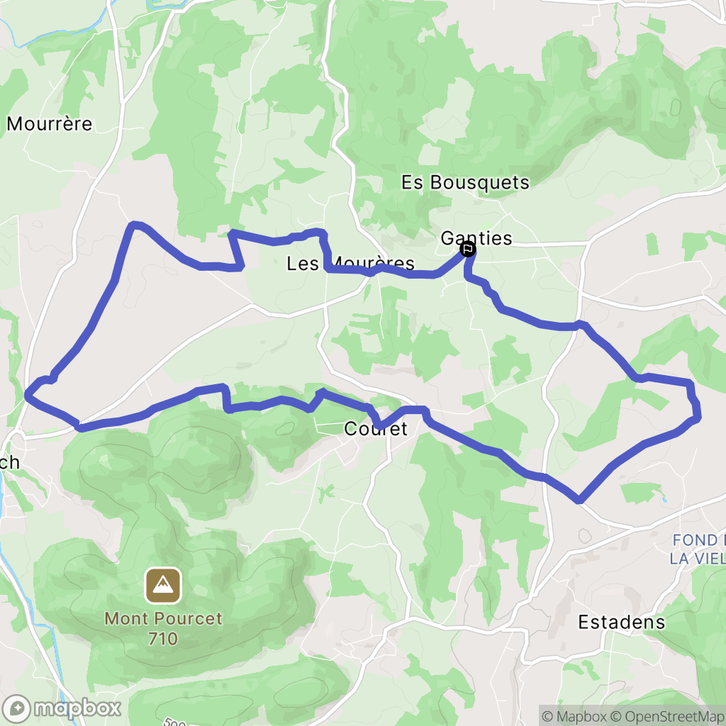 Ganties : carte du parcours de randonnée - France