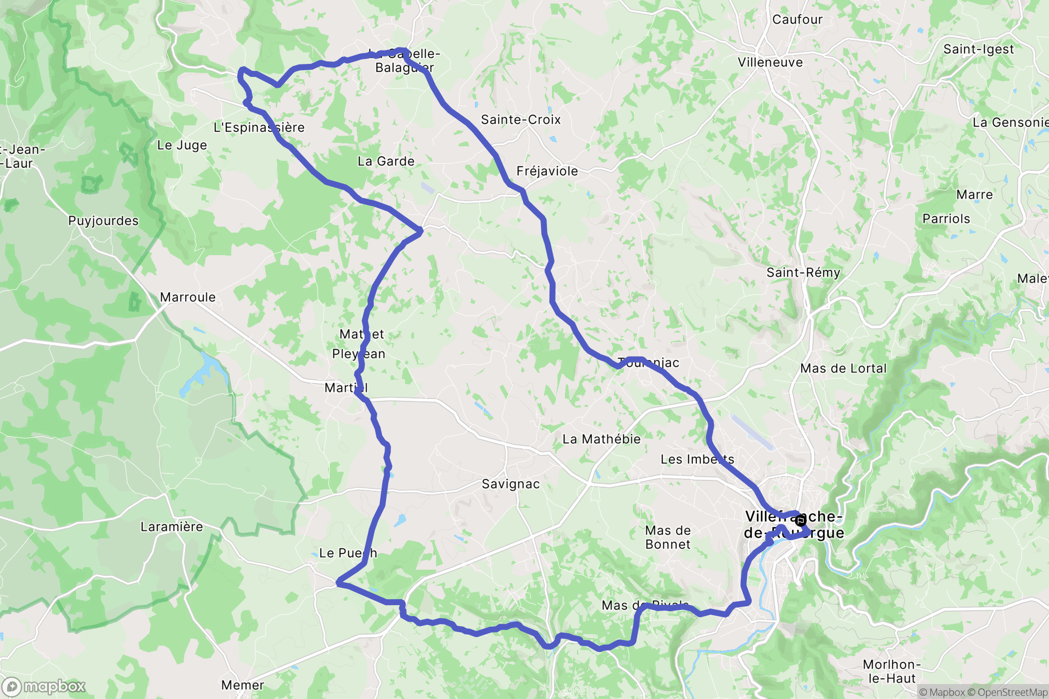Villefranche-de-Rouergue : carte du parcours de randonnée - France