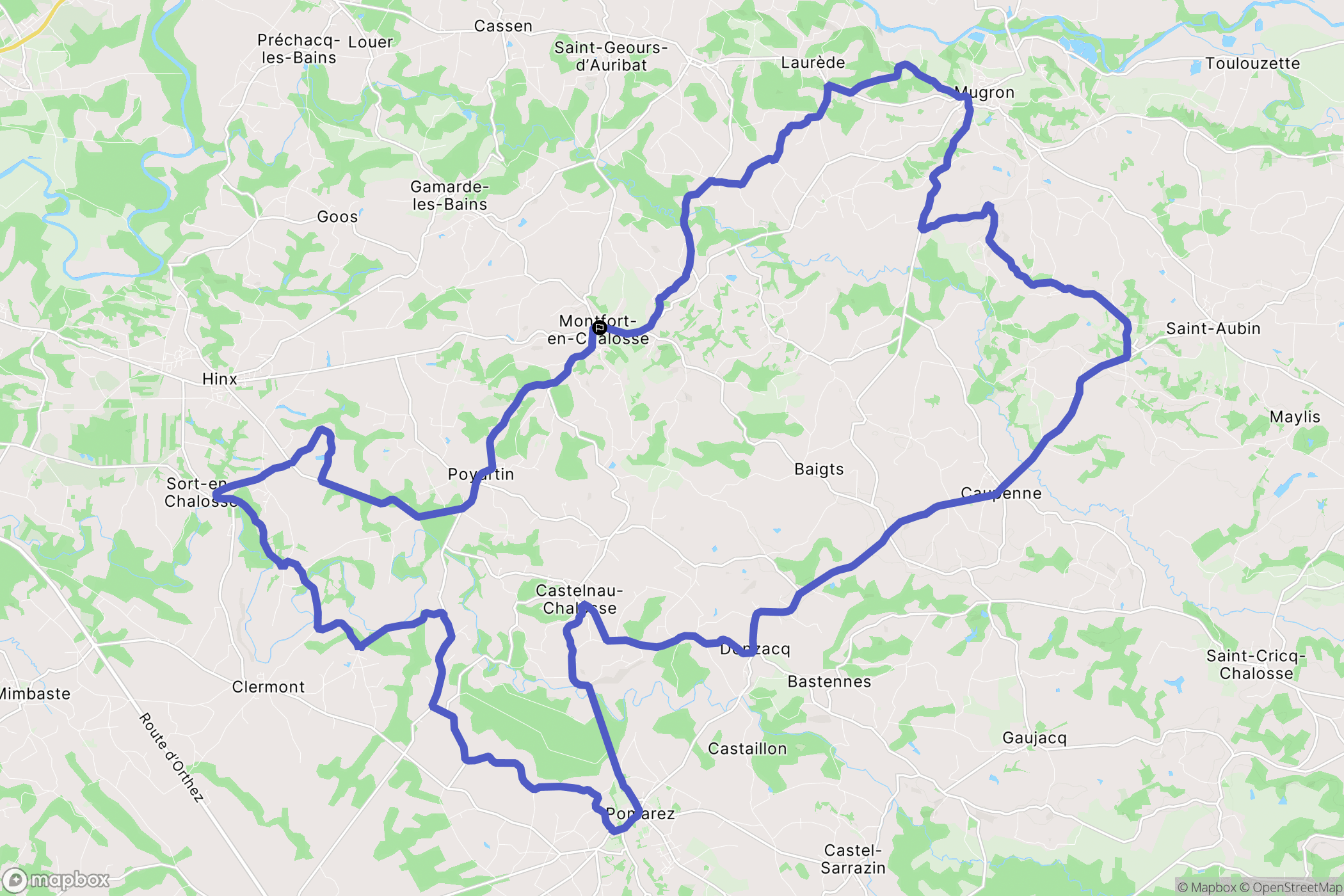 Montfort-en-Chalosse : carte du parcours de randonnée - France