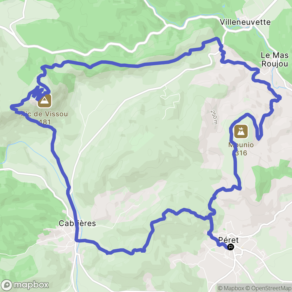 Peret : carte du parcours de randonnée - France