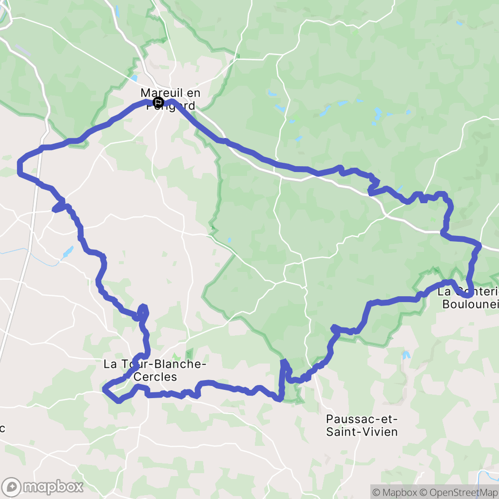 Mareuil en Périgord : carte du parcours de randonnée - France