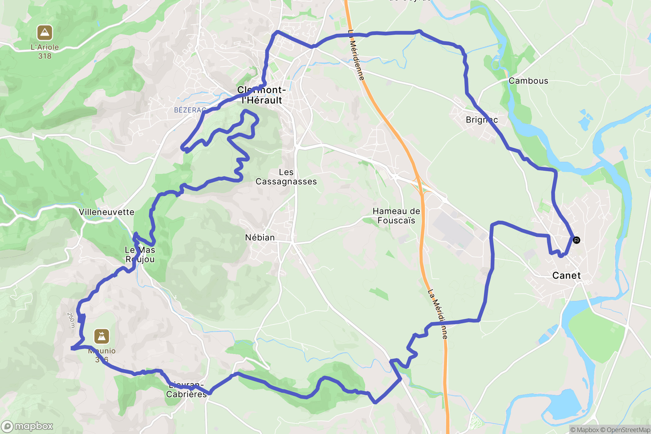 Canet : carte du parcours de randonnée - France