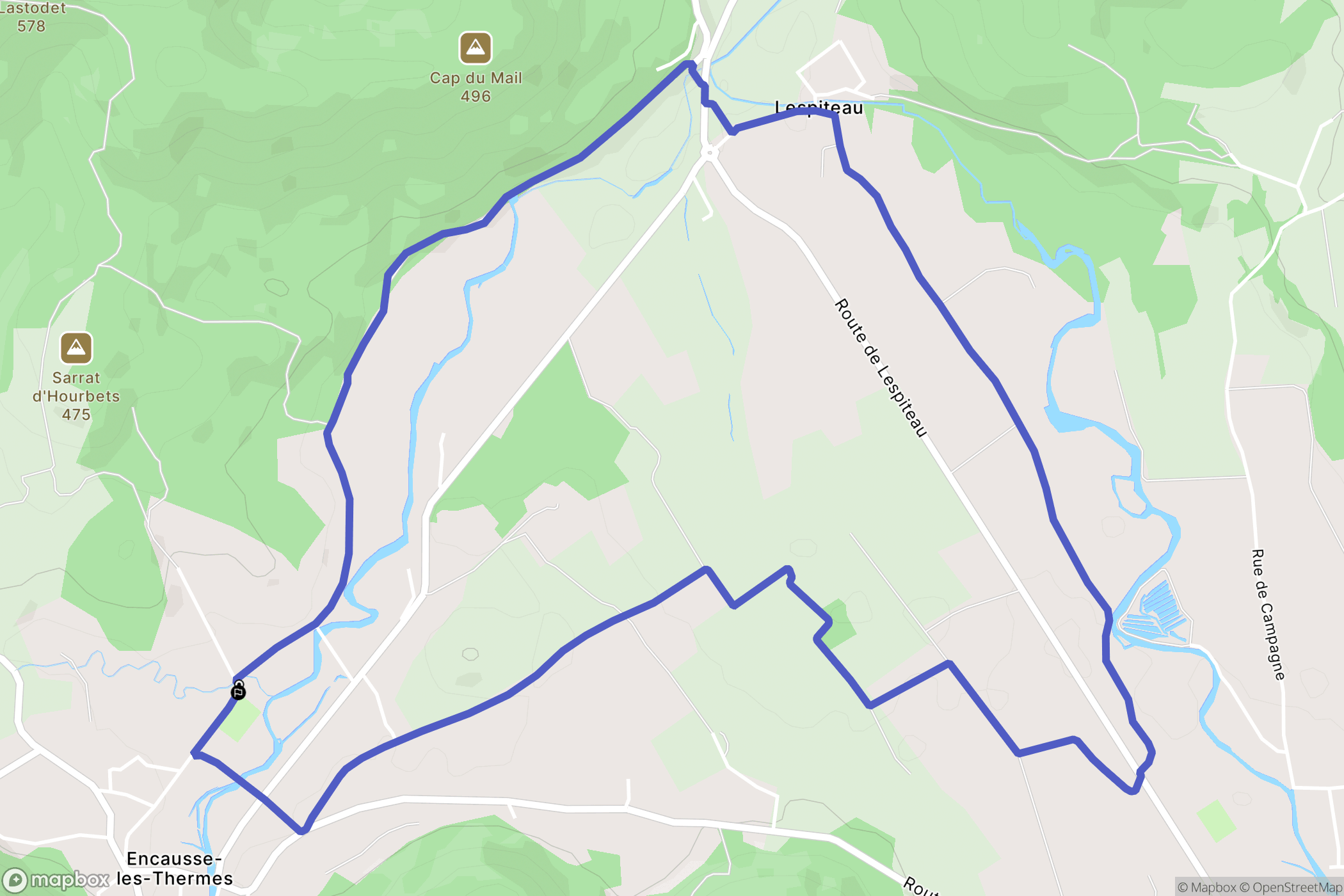 Encausse-les-Thermes : carte du parcours de randonnée - France