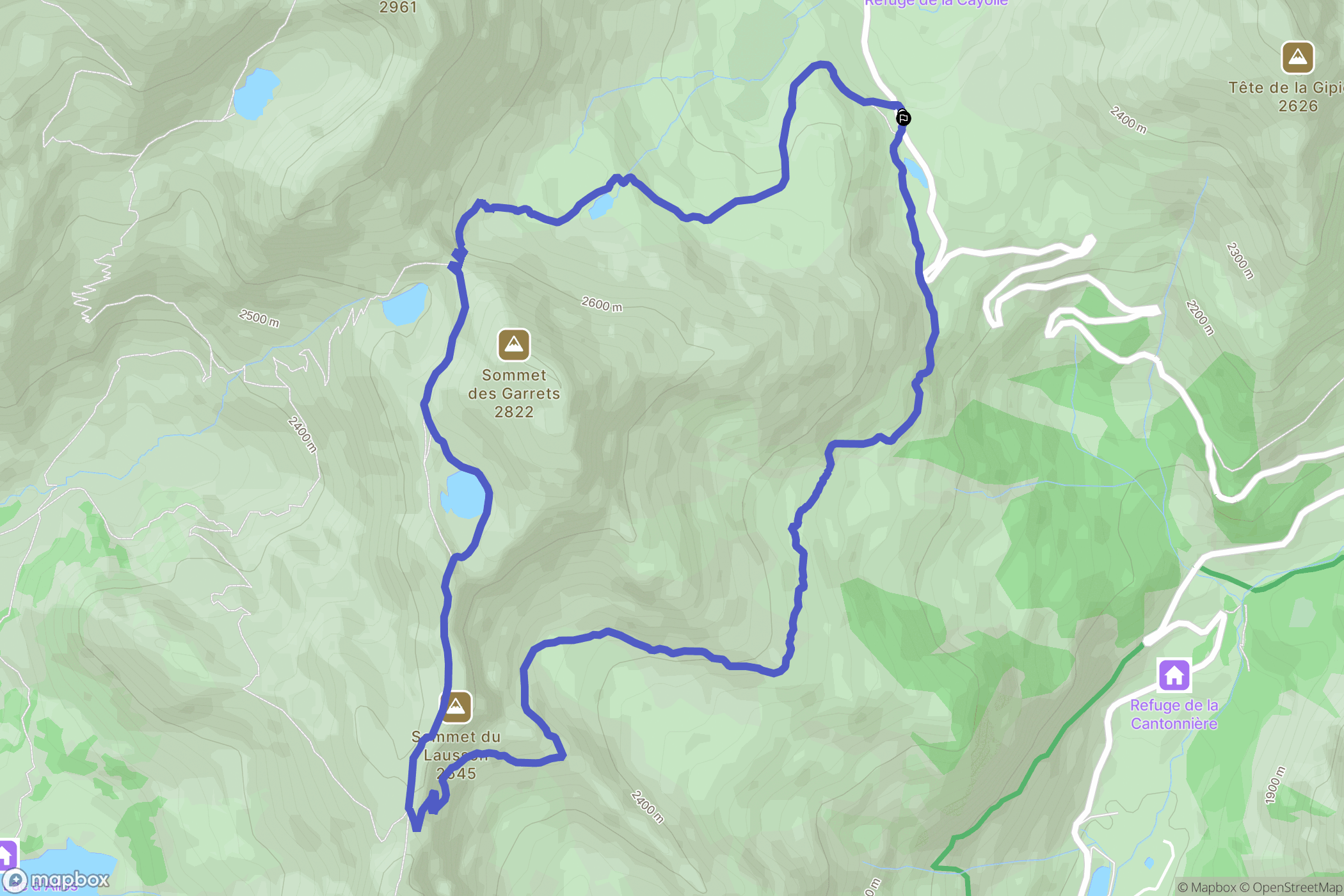 Uvernet-Fours : carte du parcours de randonnée - France