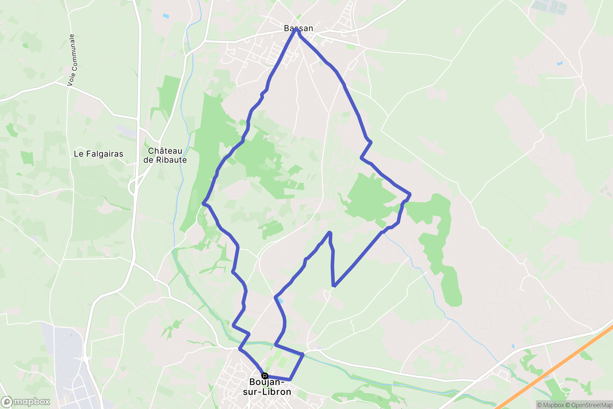 Boujan-sur-Libron : carte du parcours de randonnée - France
