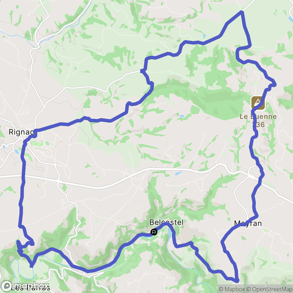 Belcastel : carte du parcours de randonnée - France