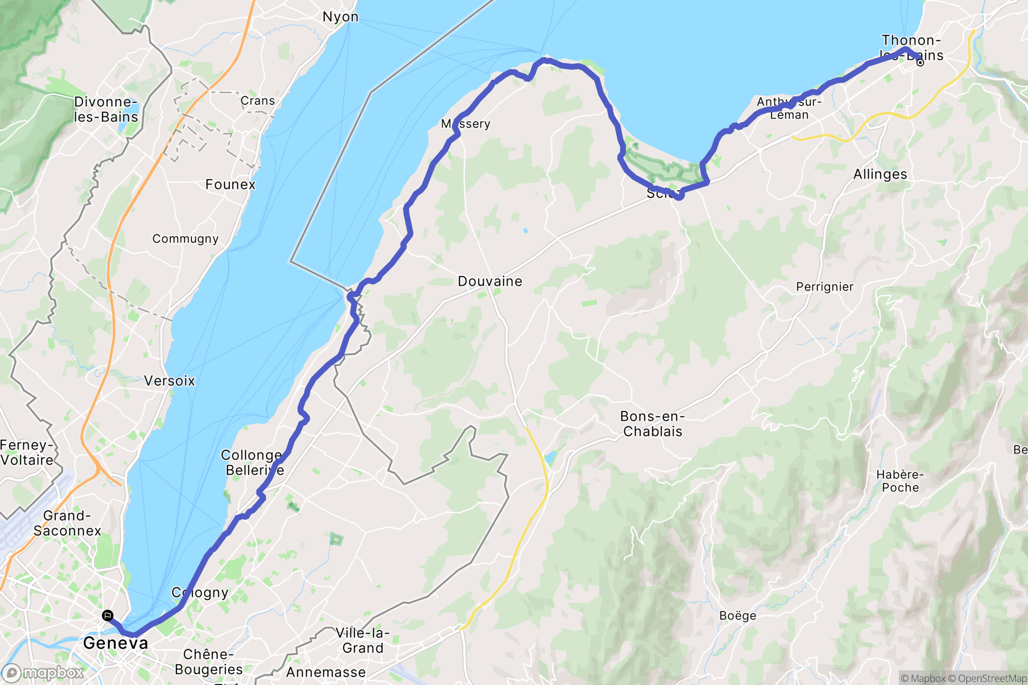 Thonon-les-Bains : carte du parcours de randonnée - France