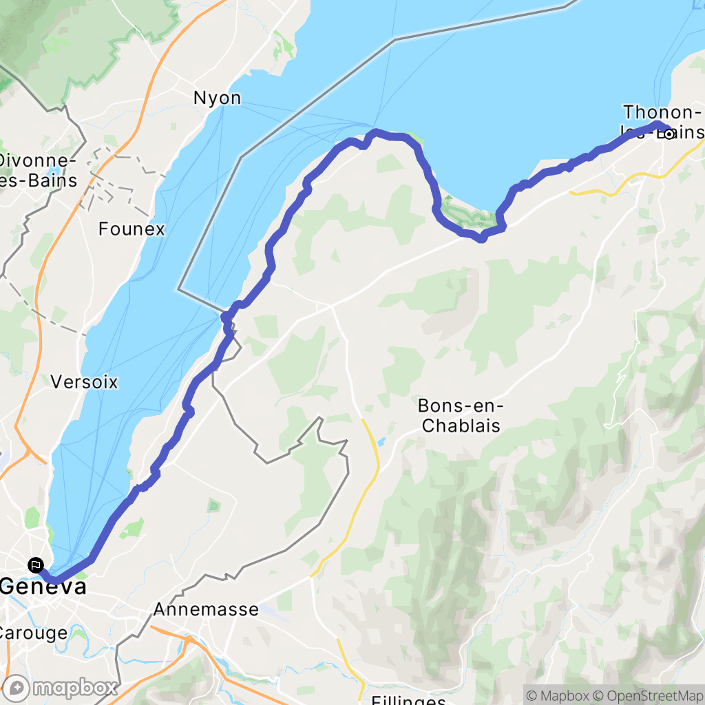 Thonon-les-Bains : carte du parcours de randonnée - France