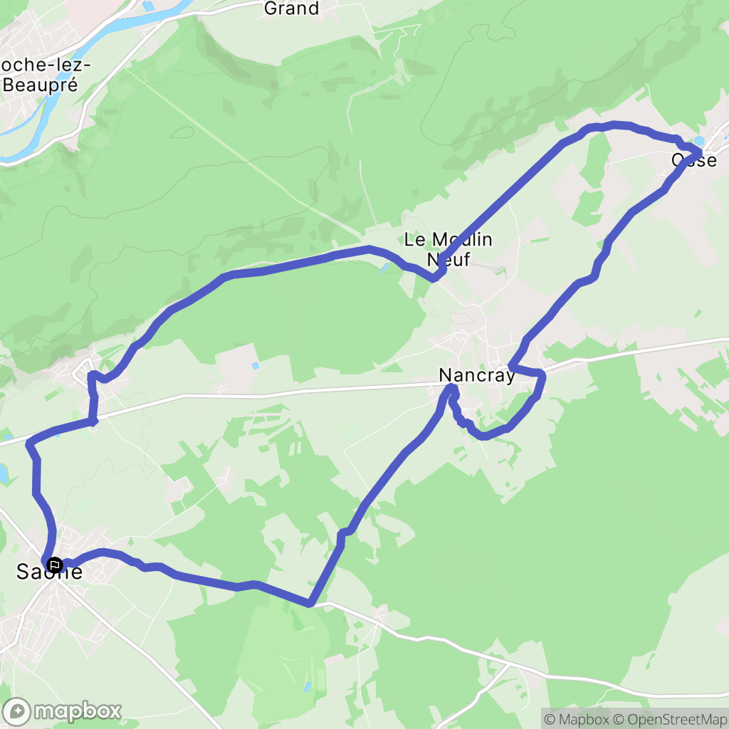 Saône : carte du parcours de randonnée - France