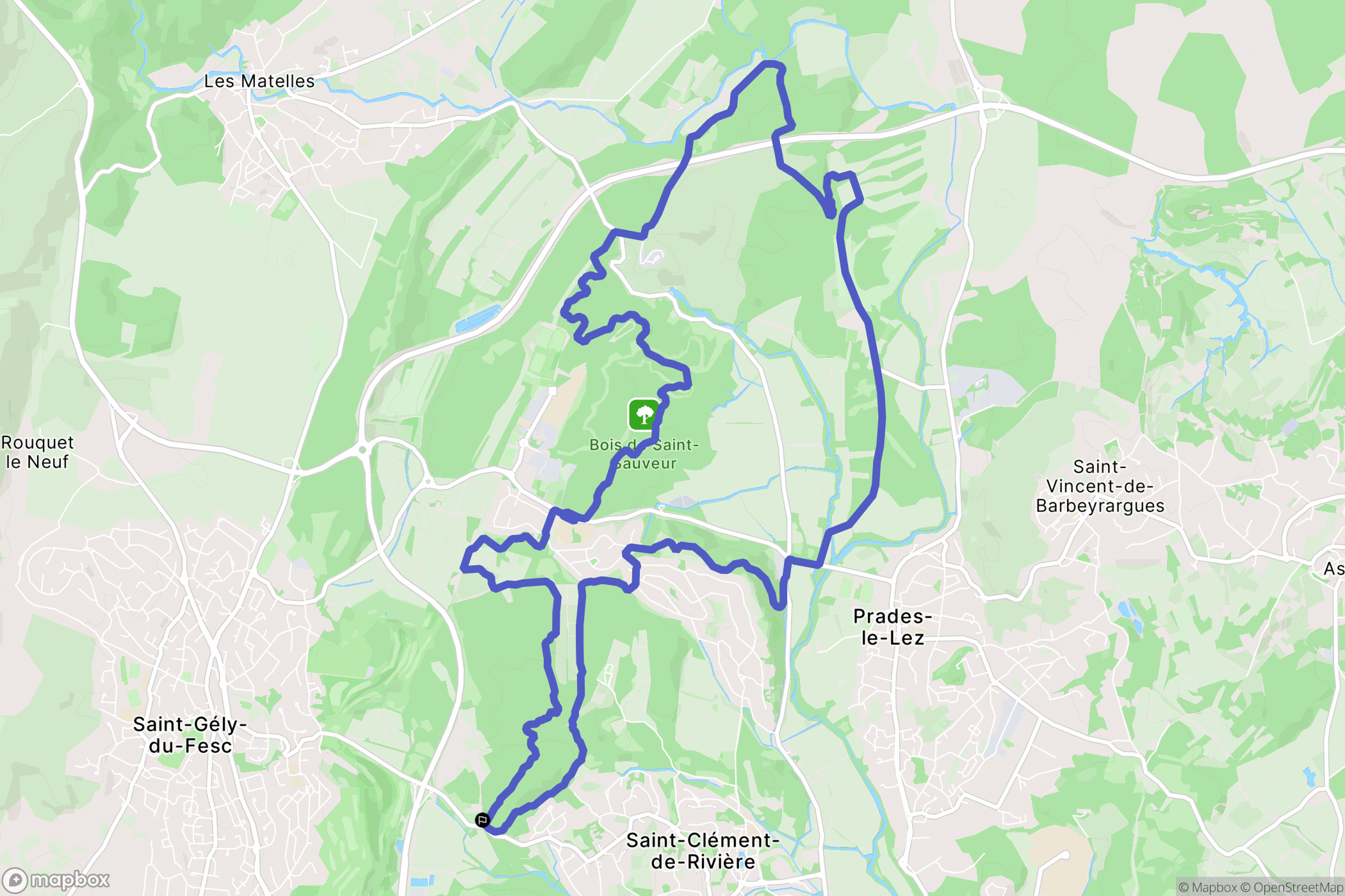 Saint-Clément-de-Rivière : carte du parcours de randonnée - France