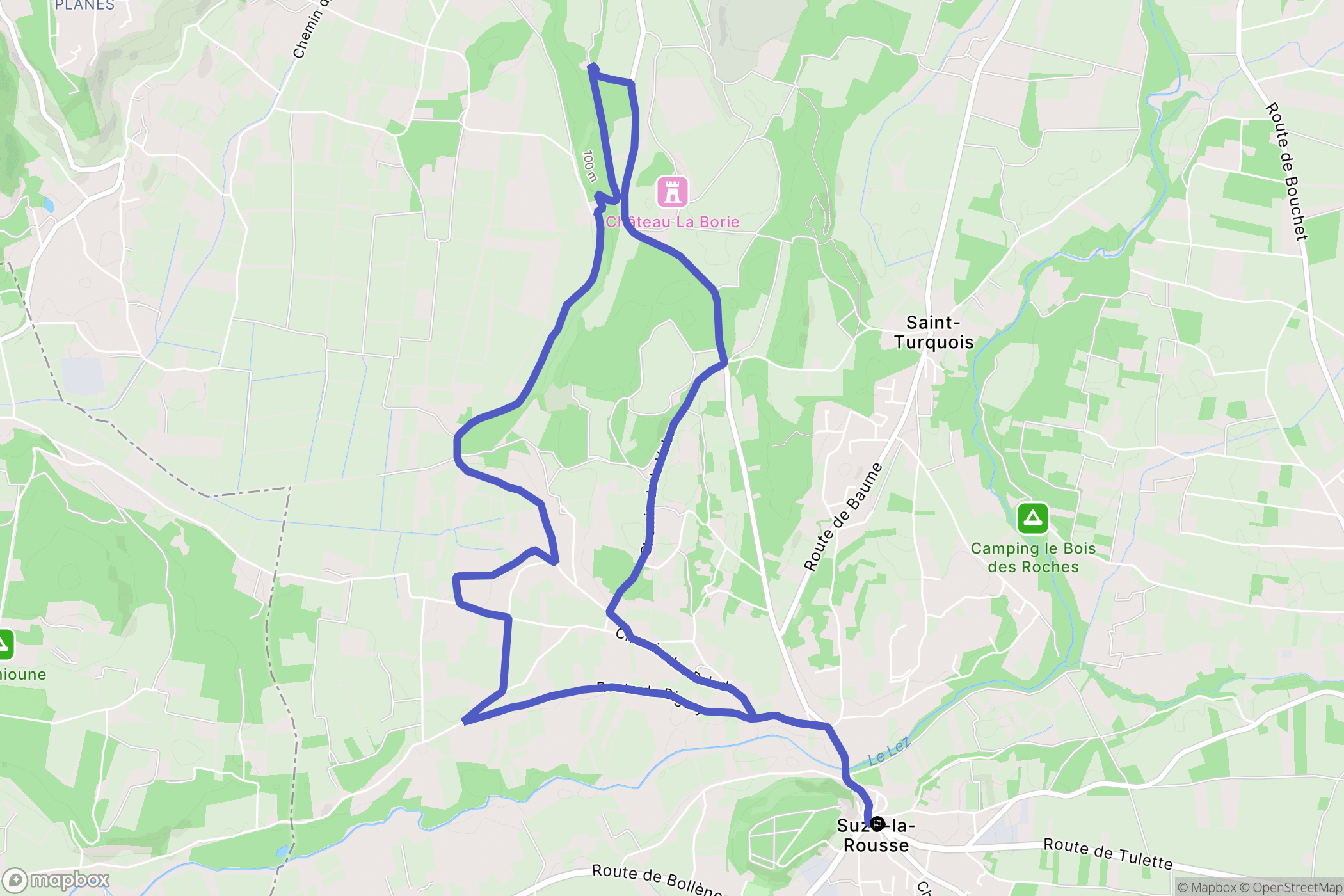 Suze-la-Rousse : carte du parcours de randonnée - France