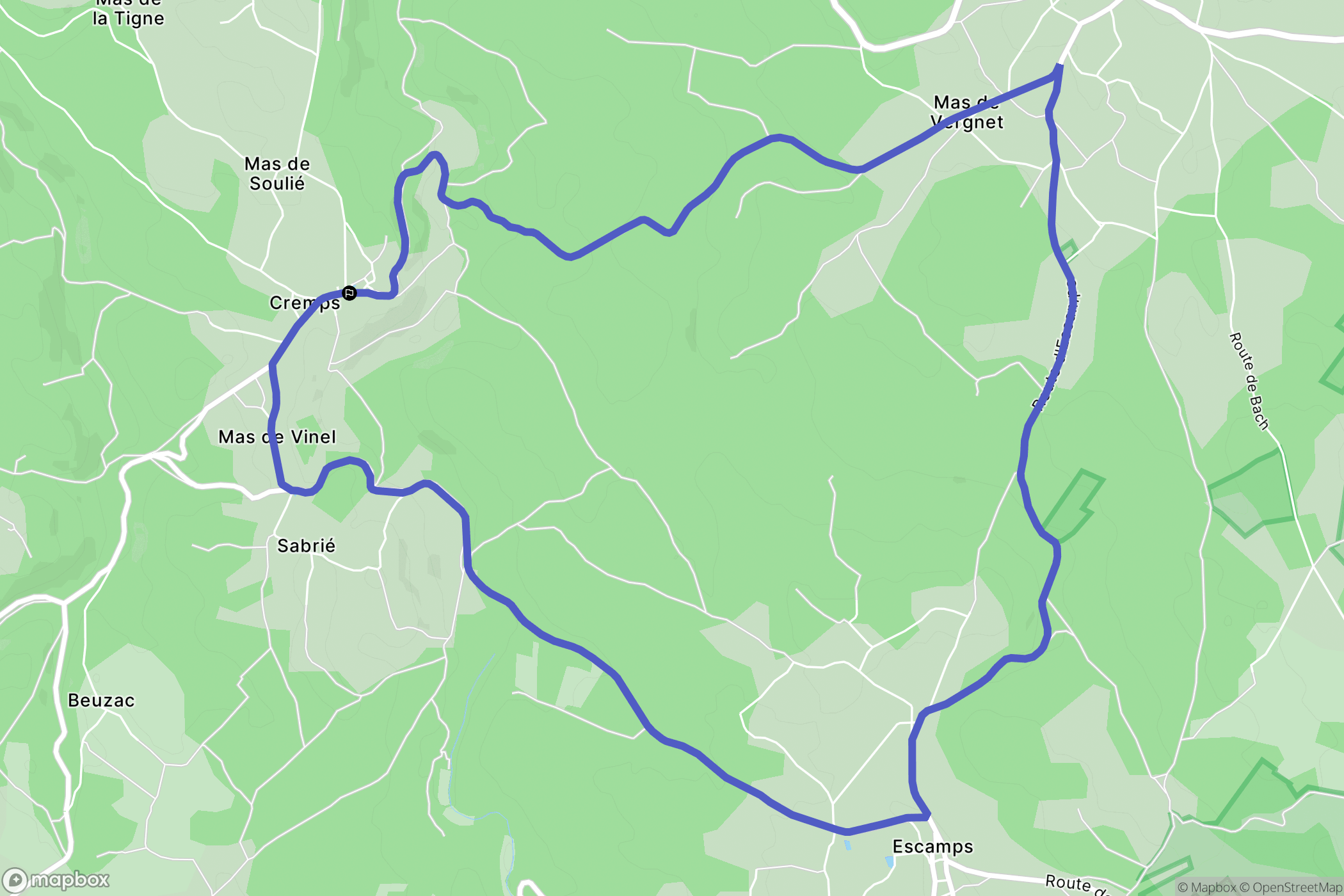 Cremps : carte du parcours de randonnée - France