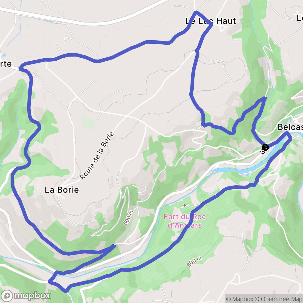 Belcastel : carte du parcours de randonnée - France