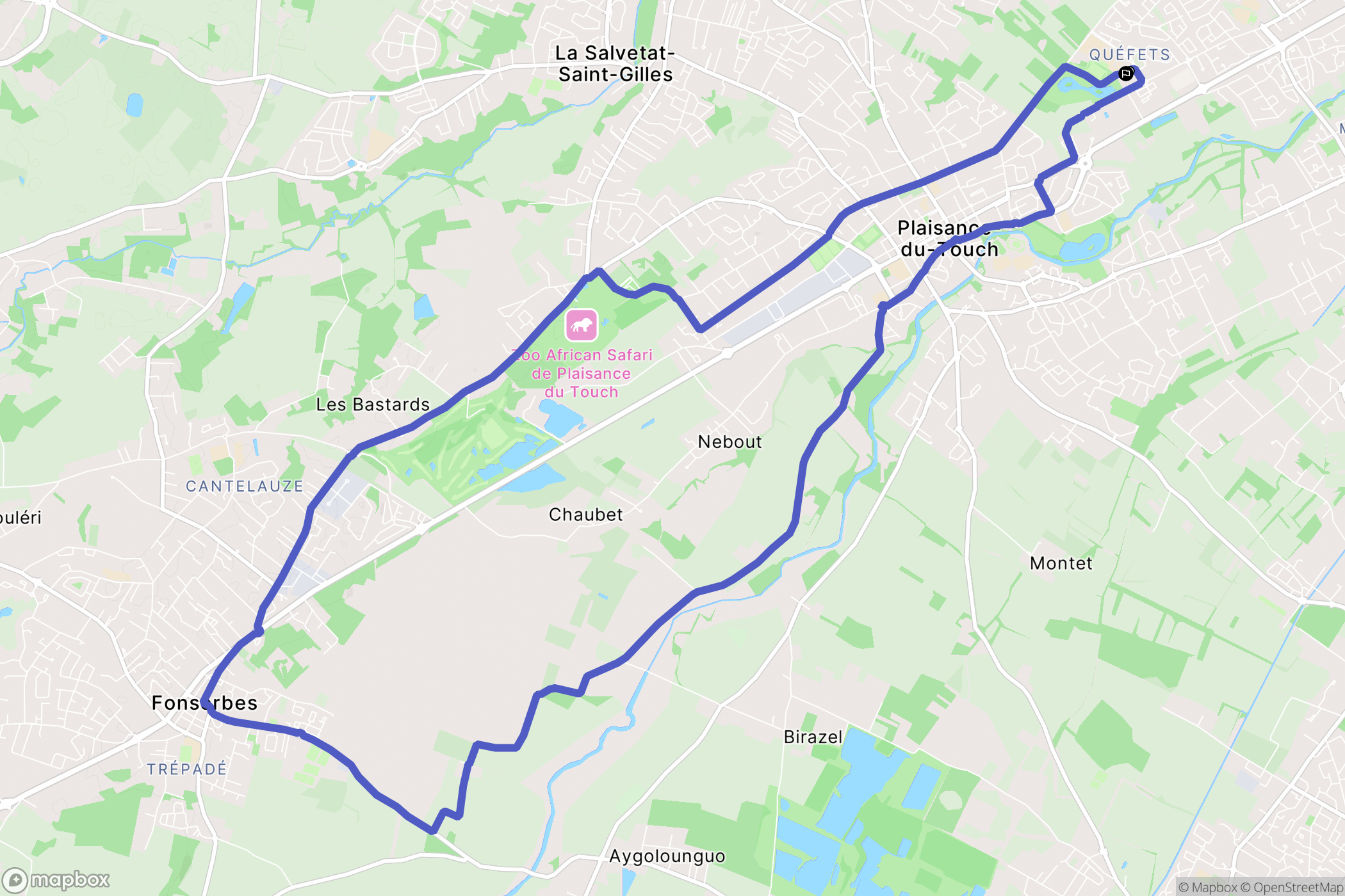 Tournefeuille : carte du parcours de randonnée - France
