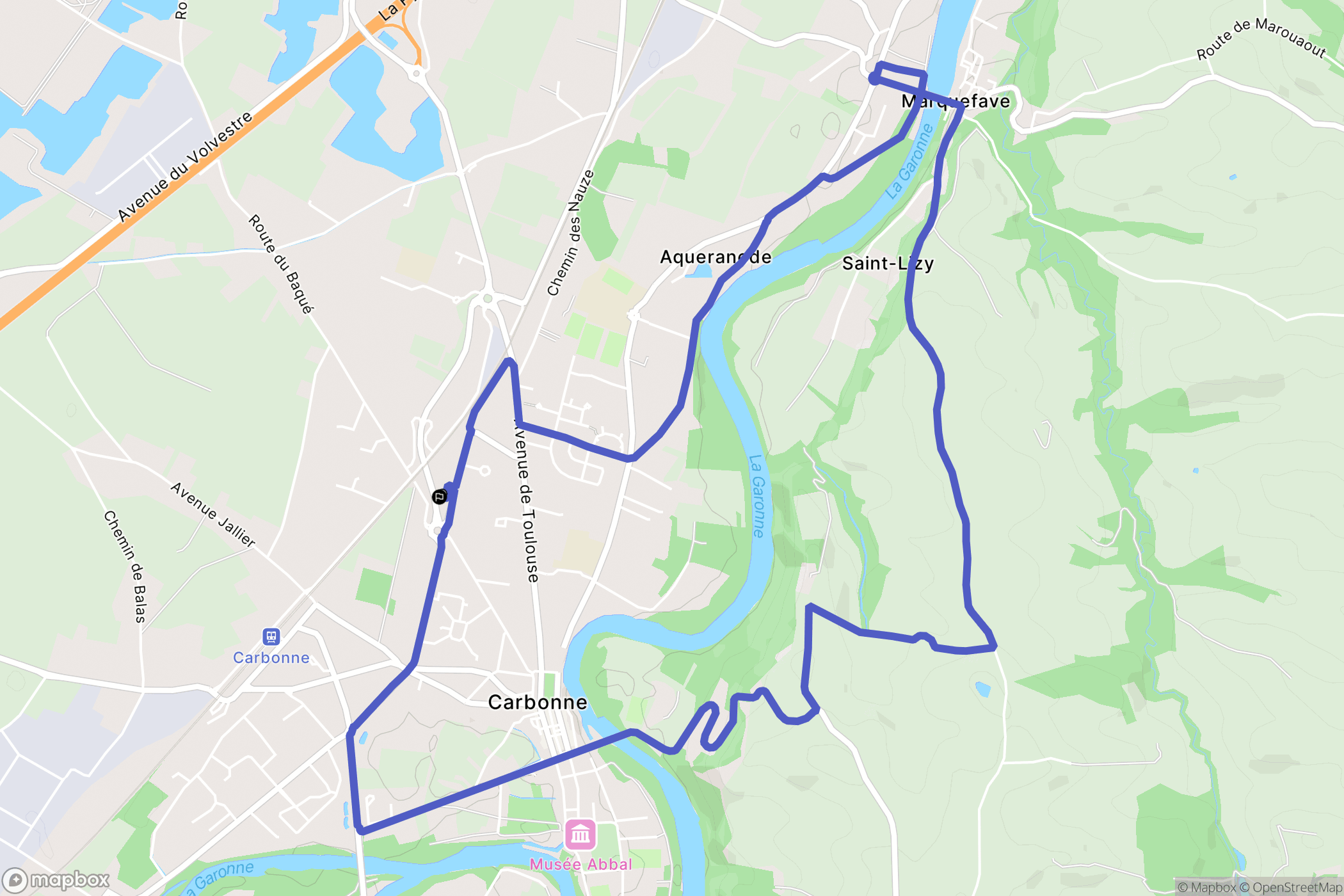 Carbonne : carte du parcours de randonnée - France