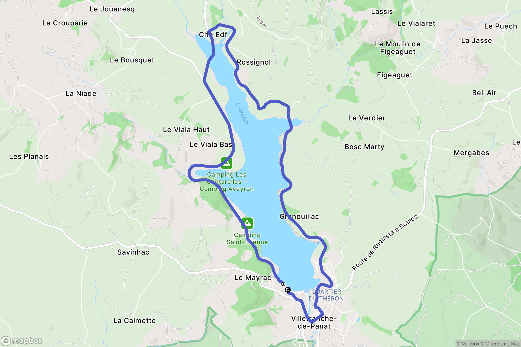 Villefranche-de-Panat : carte du parcours de randonnée - France