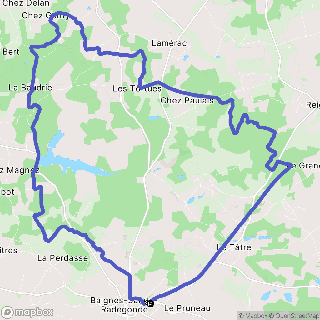 Touvérac : carte du parcours de randonnée - France