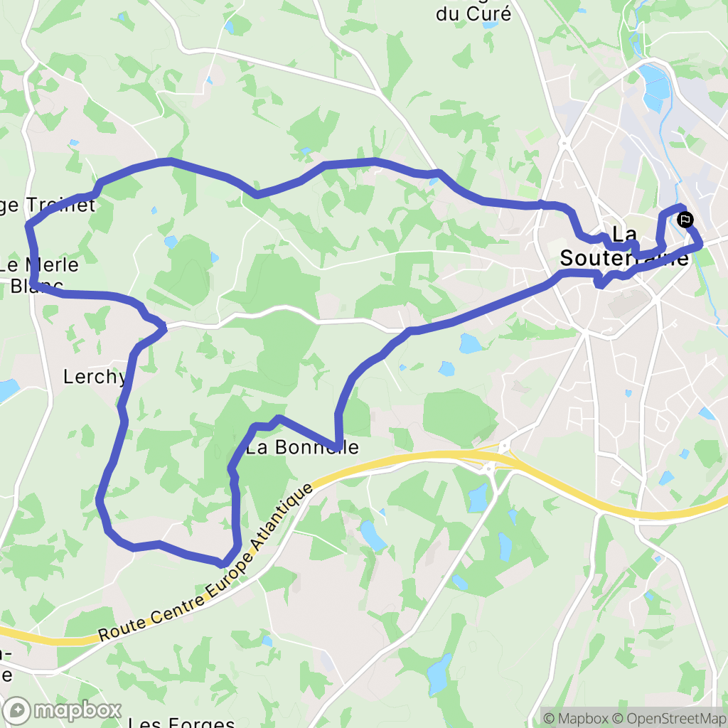La Souterraine : carte du parcours de randonnée - France