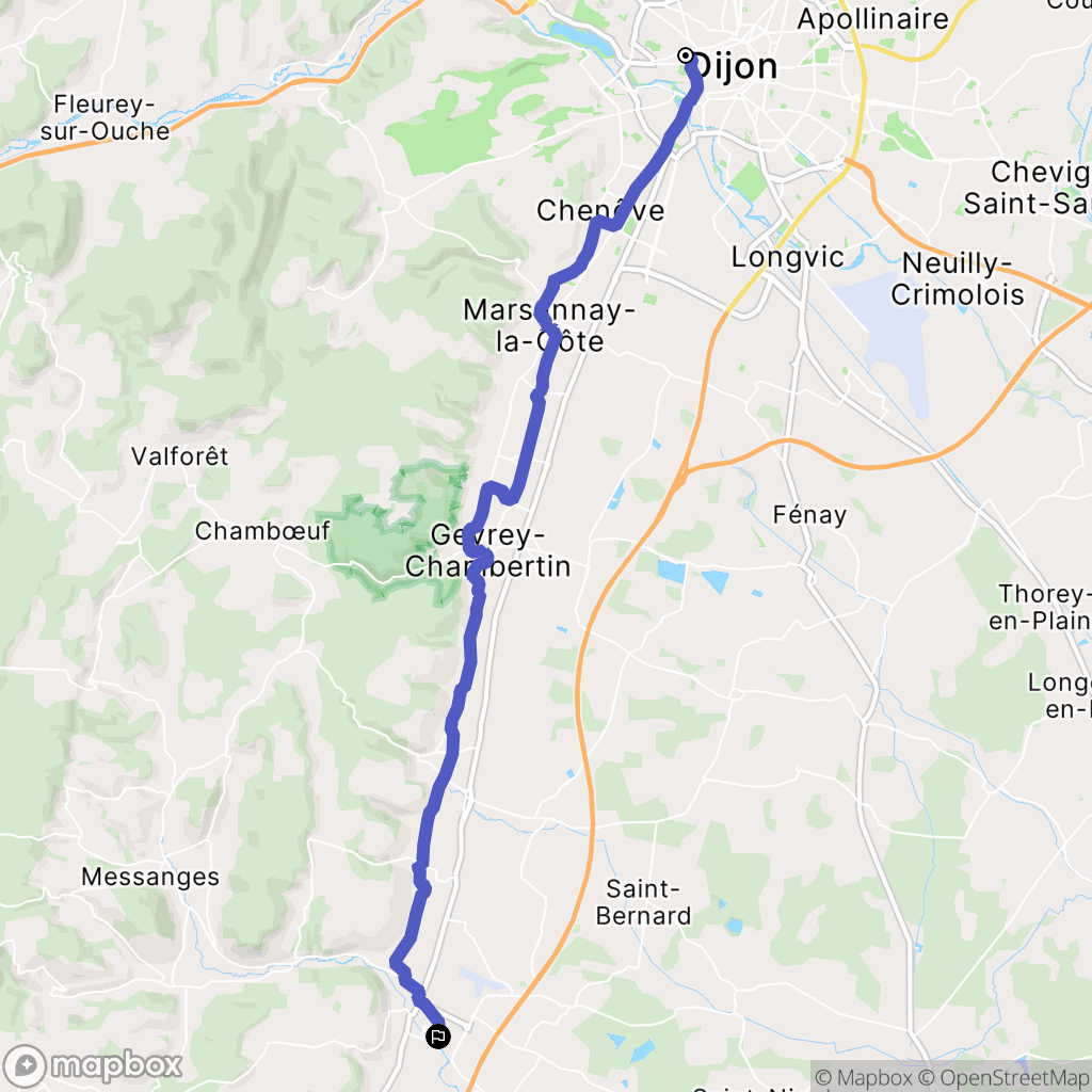 Dijon : carte du parcours de randonnée - France