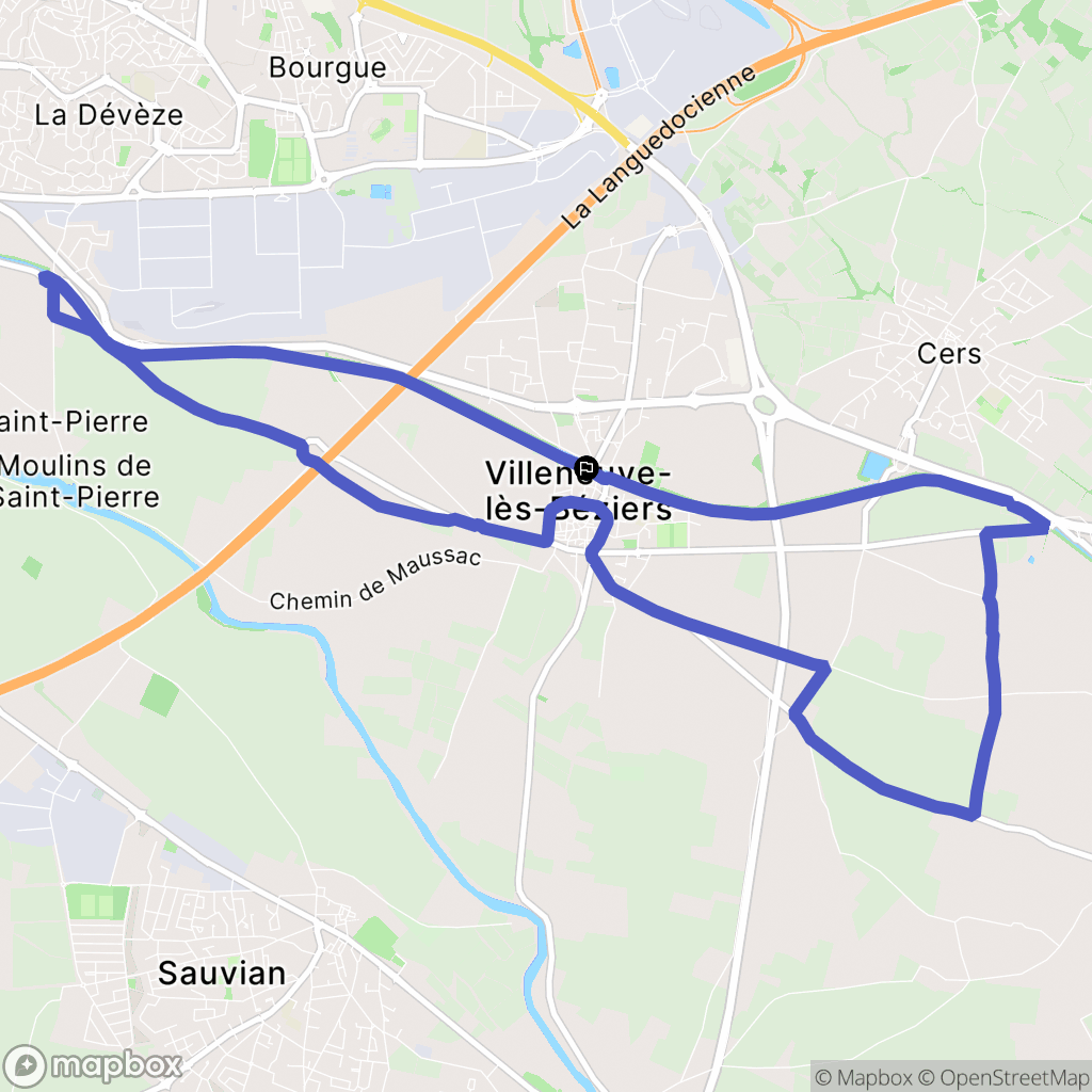 Villeneuve-lès-Béziers : carte du parcours de randonnée - France