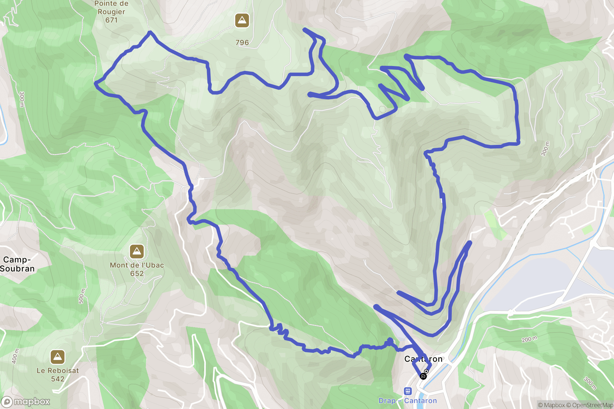 Cantaron : carte du parcours de randonnée - France