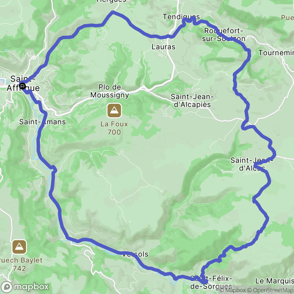 Saint-Affrique : carte du parcours de randonnée - France
