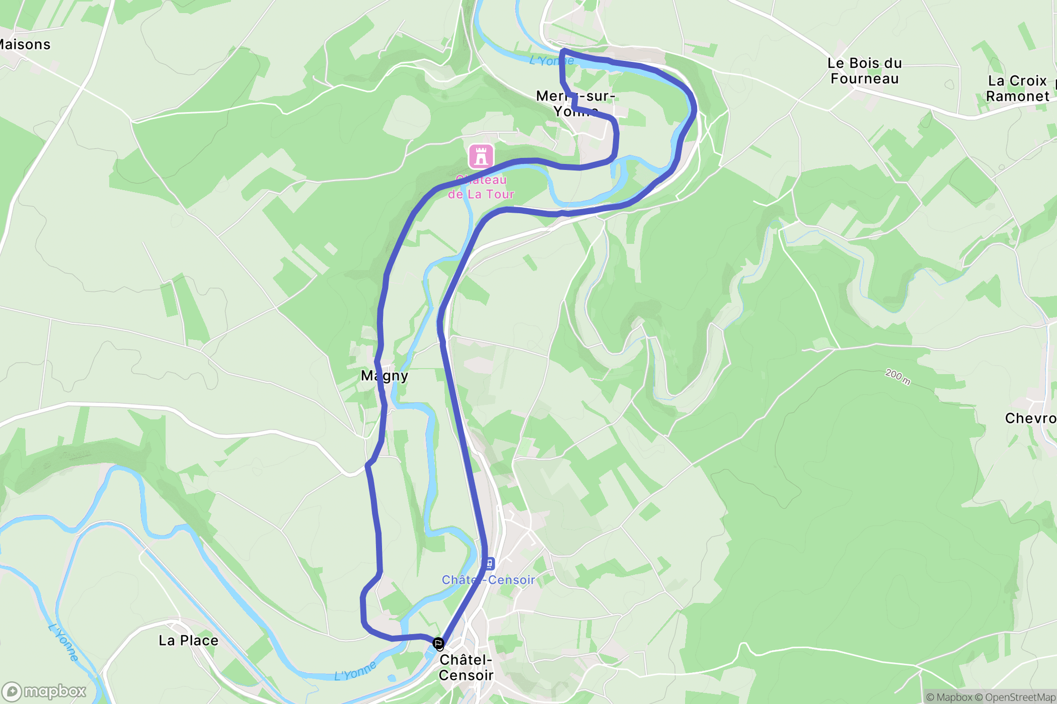Châtel-Censoir : carte du parcours de randonnée - France