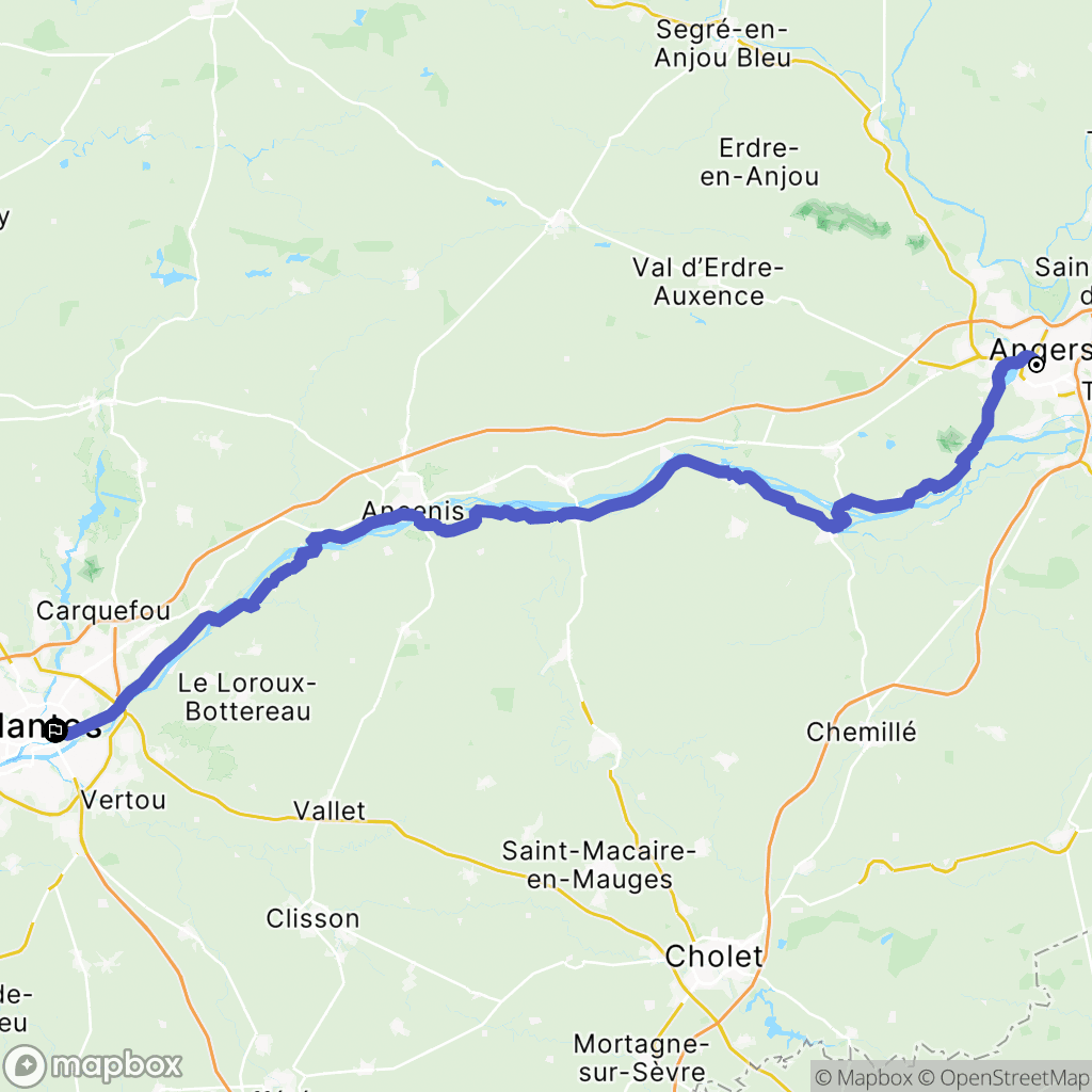 Angers : carte du parcours de randonnée - France