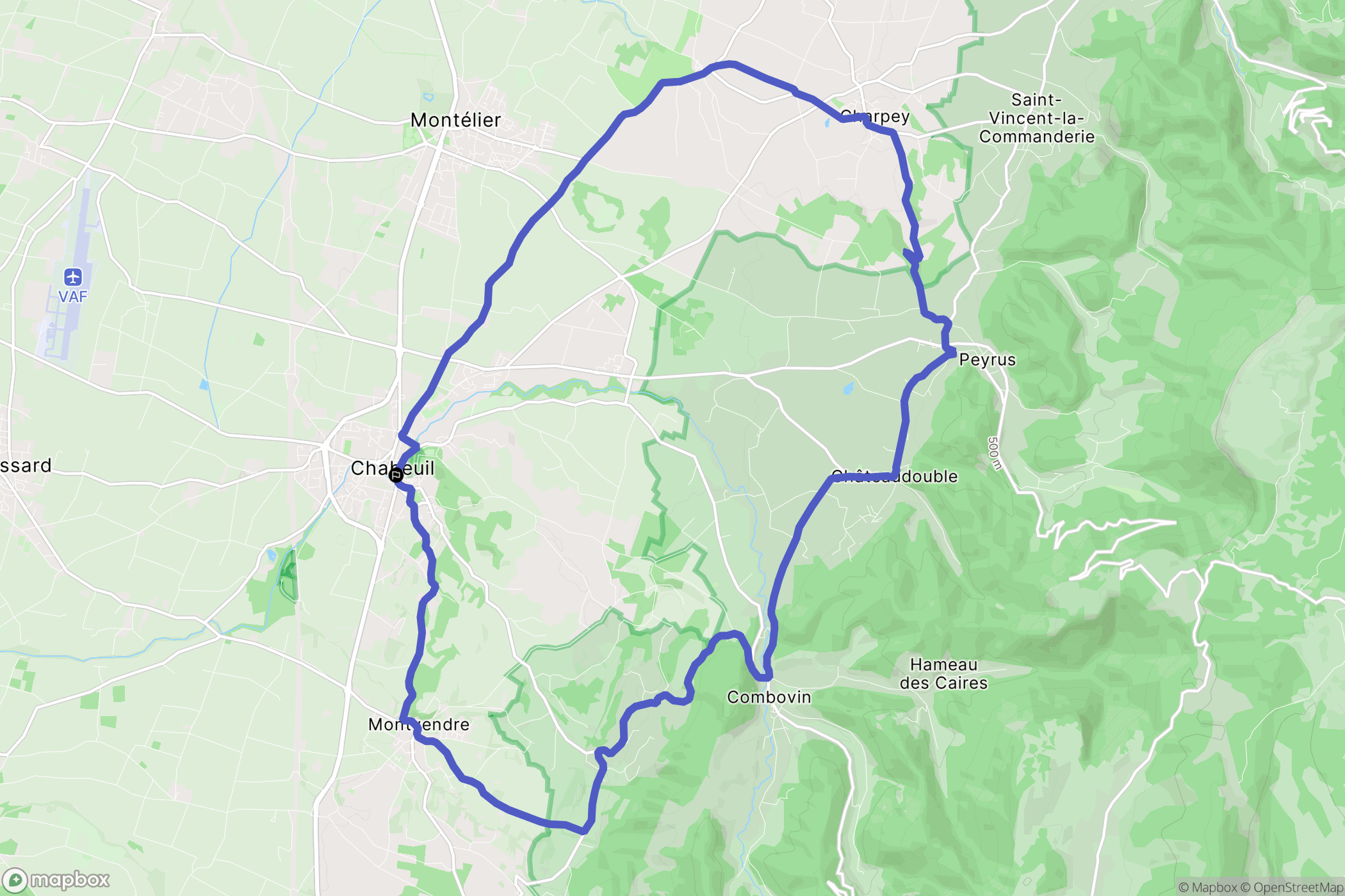 Chabeuil : carte du parcours de randonnée - France