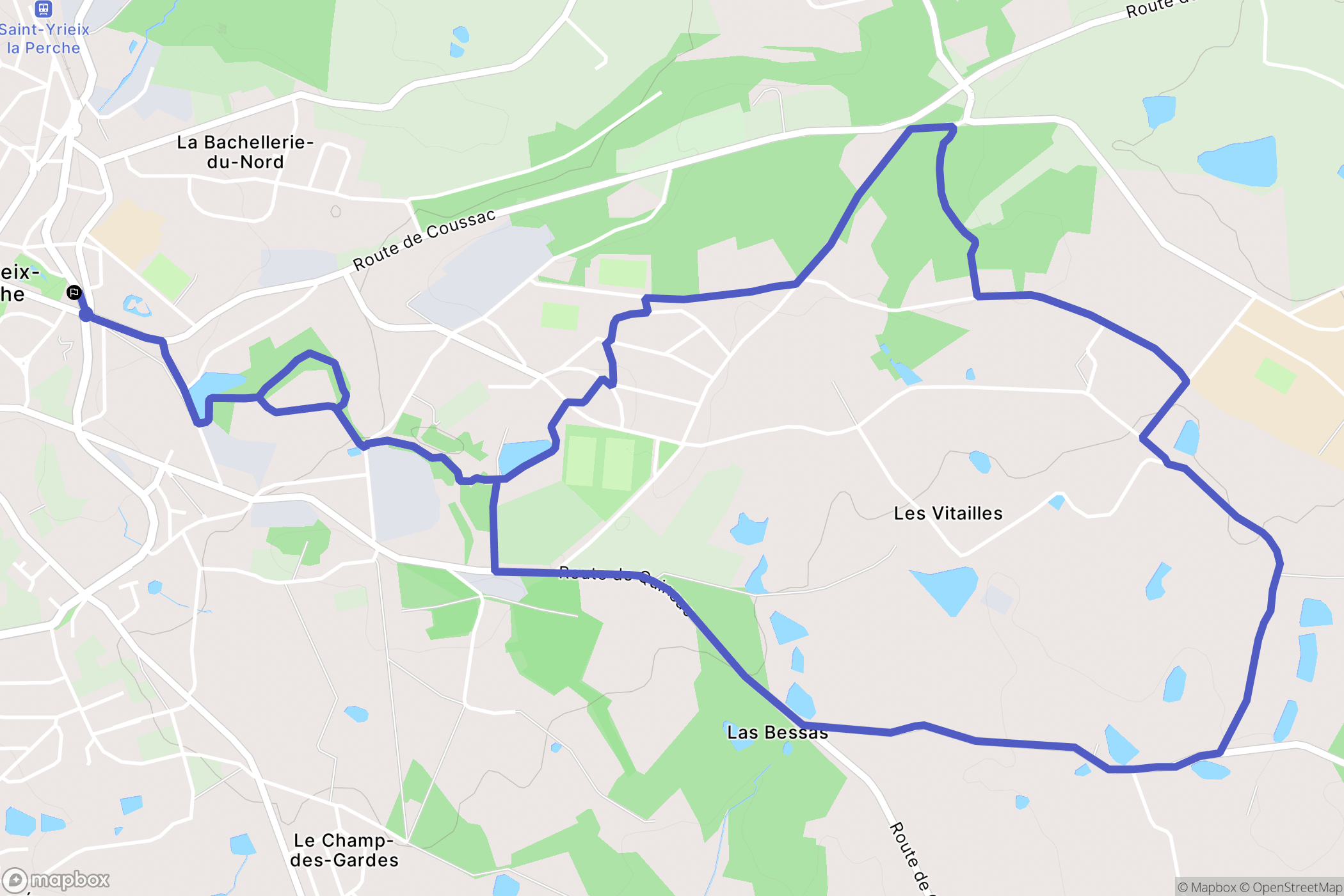 Cité Fleurat, Saint-Yrieix-la-Perche : carte du parcours de randonnée - France