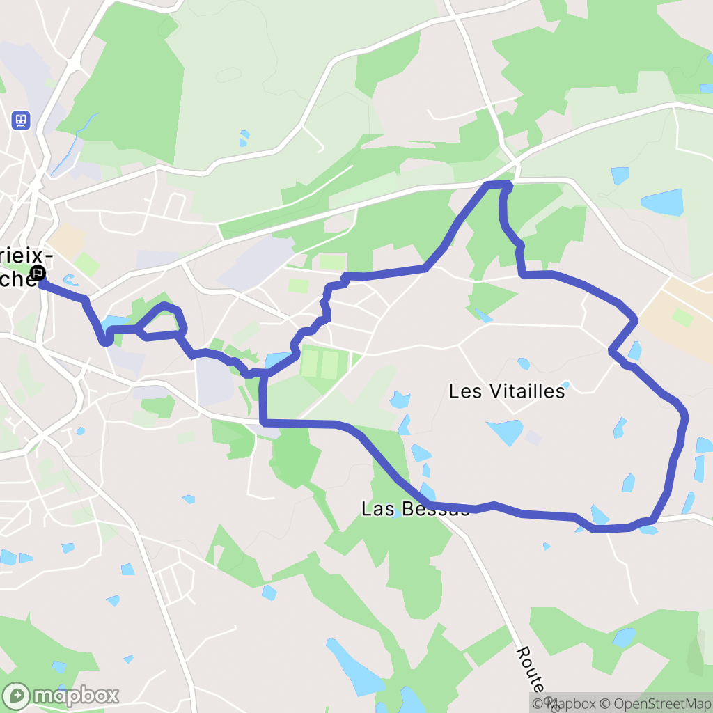 Cité Fleurat, Saint-Yrieix-la-Perche : carte du parcours de randonnée - France