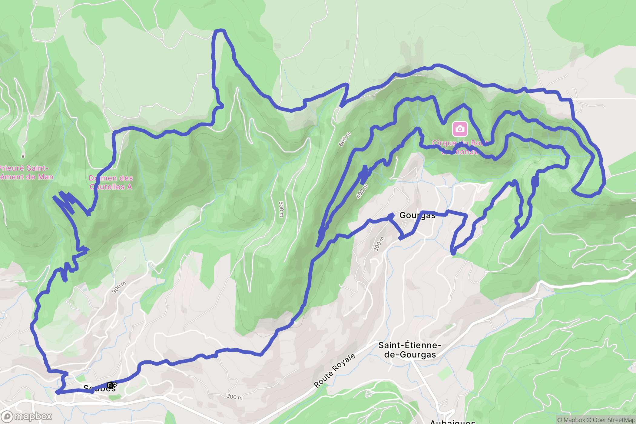 Soubès : carte du parcours de randonnée - France